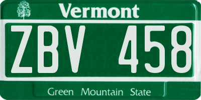 VT license plate ZBV458