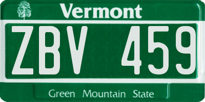 VT license plate ZBV459
