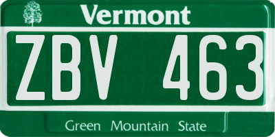 VT license plate ZBV463
