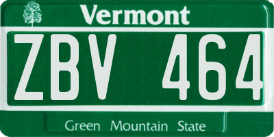 VT license plate ZBV464