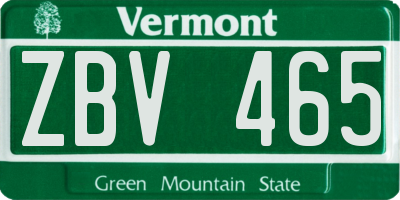 VT license plate ZBV465