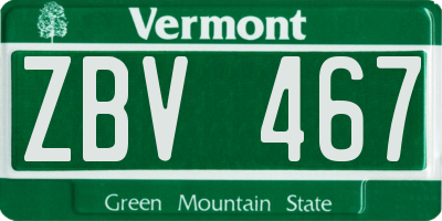 VT license plate ZBV467