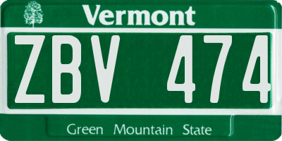 VT license plate ZBV474