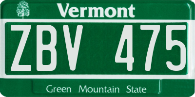 VT license plate ZBV475