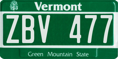 VT license plate ZBV477