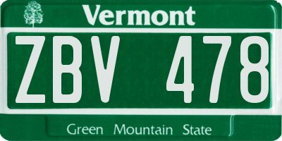 VT license plate ZBV478