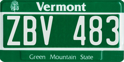 VT license plate ZBV483