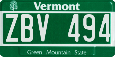VT license plate ZBV494