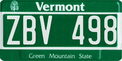 VT license plate ZBV498