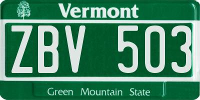 VT license plate ZBV503
