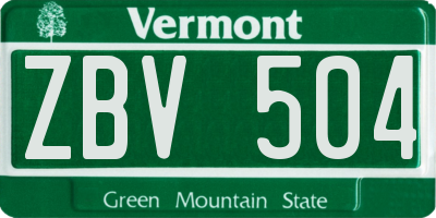 VT license plate ZBV504