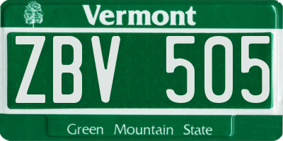 VT license plate ZBV505