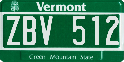 VT license plate ZBV512