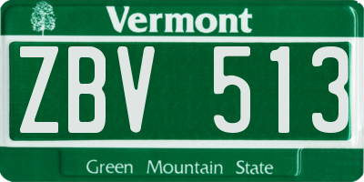 VT license plate ZBV513