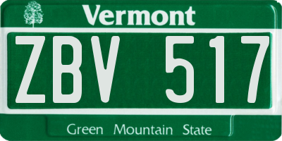 VT license plate ZBV517