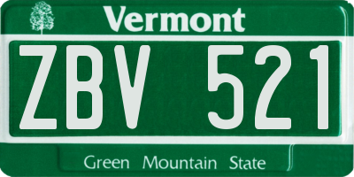VT license plate ZBV521