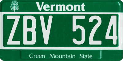 VT license plate ZBV524