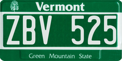 VT license plate ZBV525
