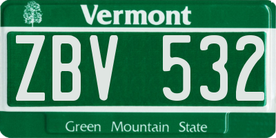 VT license plate ZBV532