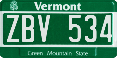 VT license plate ZBV534