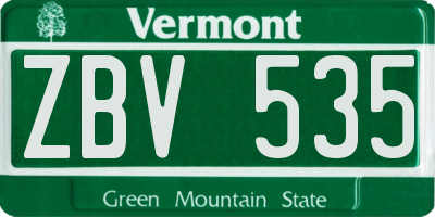 VT license plate ZBV535