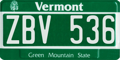 VT license plate ZBV536