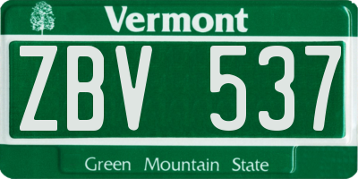 VT license plate ZBV537