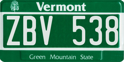 VT license plate ZBV538