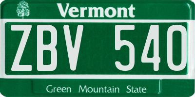 VT license plate ZBV540