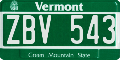 VT license plate ZBV543