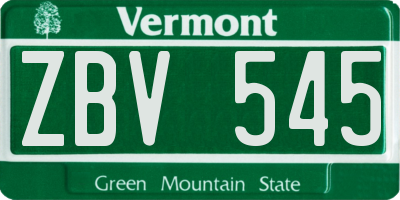 VT license plate ZBV545