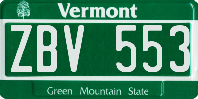 VT license plate ZBV553