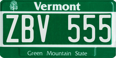 VT license plate ZBV555