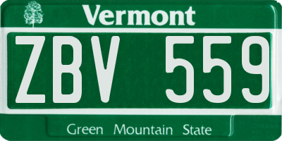 VT license plate ZBV559