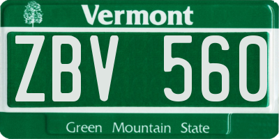 VT license plate ZBV560
