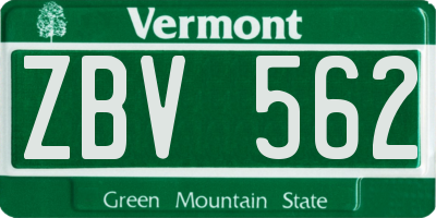 VT license plate ZBV562