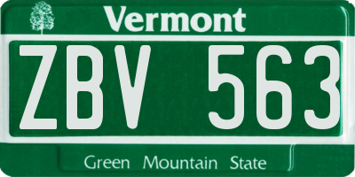 VT license plate ZBV563