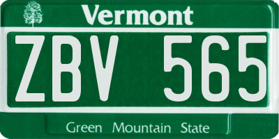 VT license plate ZBV565