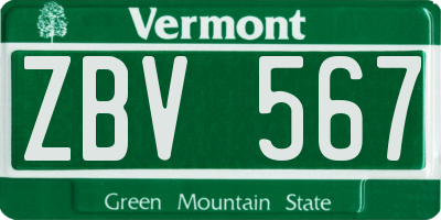 VT license plate ZBV567