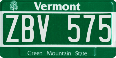 VT license plate ZBV575