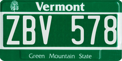 VT license plate ZBV578