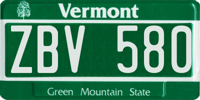 VT license plate ZBV580