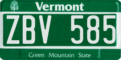 VT license plate ZBV585