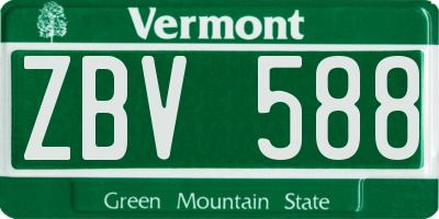 VT license plate ZBV588