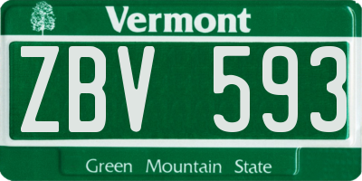 VT license plate ZBV593