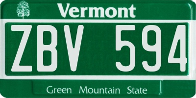 VT license plate ZBV594
