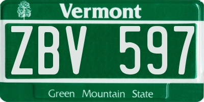 VT license plate ZBV597