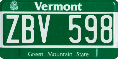 VT license plate ZBV598