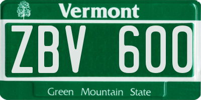 VT license plate ZBV600