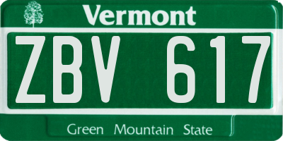 VT license plate ZBV617